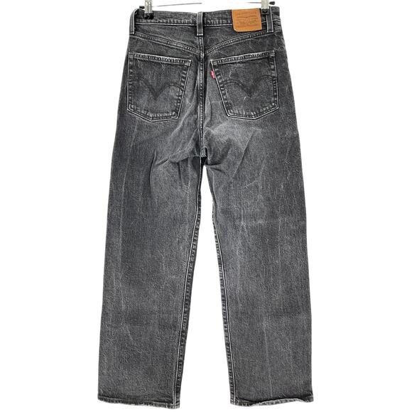 Levi's Premium Black Ribcage Straight Ankle Denim Jeans Size 26 - Picture 2 of 3
